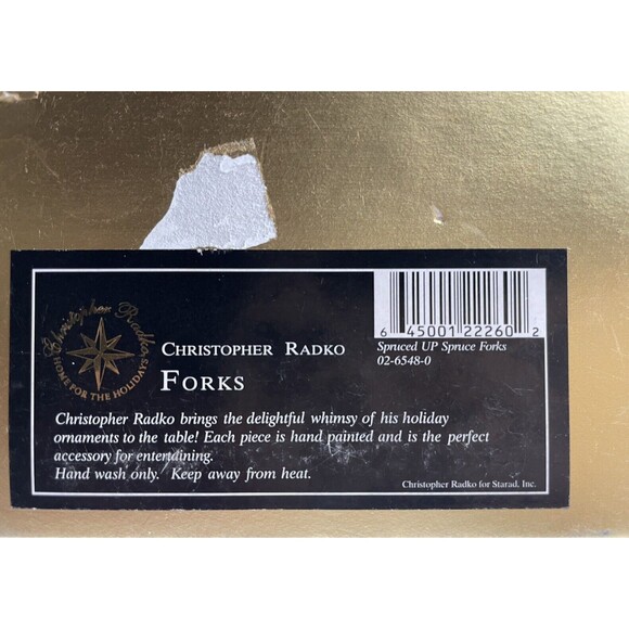 Christopher Radko Christmas Tree Cocktail Forks Set of 4 Party Spruced Up Spruce - Picture 11 of 11